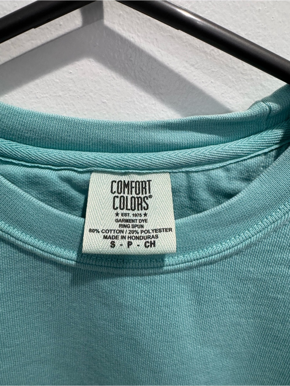 Comfort Colors Aqua Crewneck Sweatshirt with White Smiley - Picture 2 of 3
